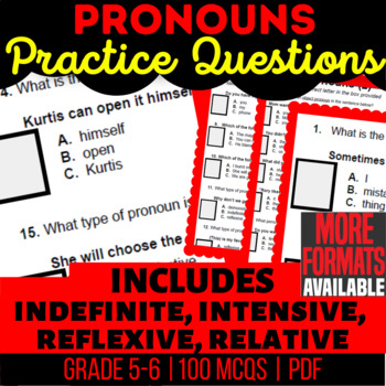 Preview of Pronouns Worksheets | Indefinite Intensive Reflexive Relative Interrogative