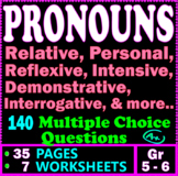 Pronouns Worksheets: Personal pronouns, Possessive Pronoun