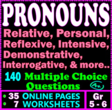 Pronouns Worksheets: Relative Pronouns, Personal Pronouns.