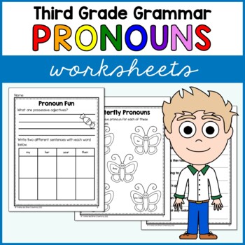 Preview of Pronouns Worksheets Third Grade Grammar No Prep Printables