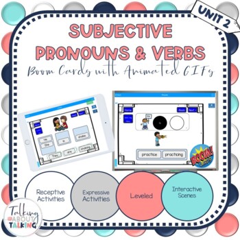 Preview of Pronouns & Verbs Boom Cards with Animated GIFs Speech
