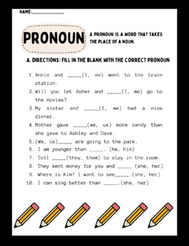 Preview of Pronouns practice
