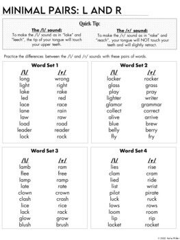 Pronunciation: Minimal Pairs L and R Activity Set by 2 Minute Tutor