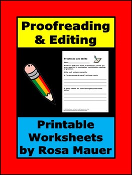 Proofread & Write Sentences Task Cards and Worksheet by Rosa Mauer