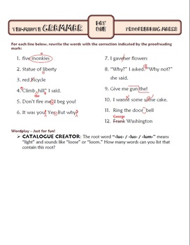 Preview of Proofreading Marks: Ten-Minute Grammar Unit #1