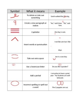 proofreading marks worksheets with answers