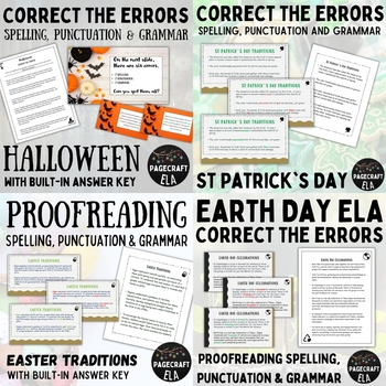 Proofreading Passages BUNDLE (Correct the Spelling Punctuation Grammar ...