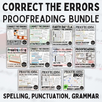 Preview of Proofreading Passages BUNDLE | Correct the Spelling, Punctuation, Grammar Errors