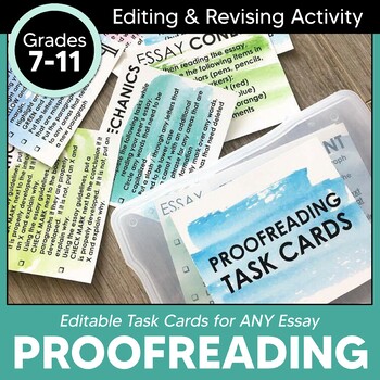 Preview of Proofreading and Editing Task Cards for ANY Essay (EDITABLE)