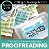 Proofreading and Editing Task Cards for ANY Essay (EDITABLE)