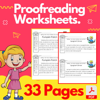 Preview of Proofreading Worksheets - Grammar Practice Worksheets with Answers