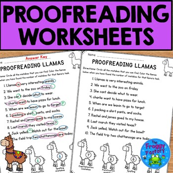 proofreading worksheets editing practice by the froggy factory tpt