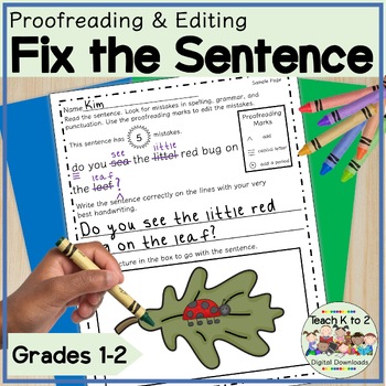 Preview of Fix the Sentence Proofreading & Editing Differentiated Worksheets for Grades 1-2