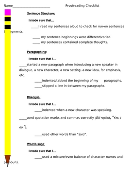 Preview of Proofreading and Editing Checklist