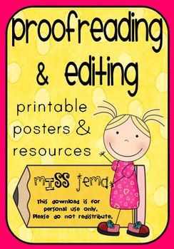 Proofreading and Editing Printable Posters and Resources by Miss JeMa