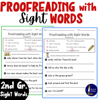 Preview of Proofreading with 2nd Grade Sight Words