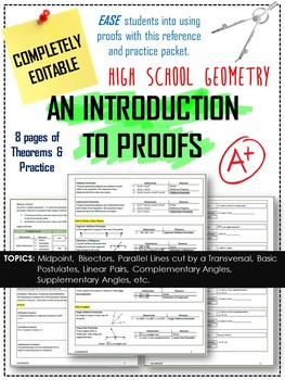 Preview of Proofs Packet - Intro to Geometry Proofs Notes Packet with Activities