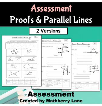 Preview of Proofs and Parallel Lines Assessment Test Editable PowerPoint Printable