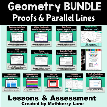 Preview of Proofs and Parallel Lines Digital Unit BUNDLE Geometry Distance Learning Remote