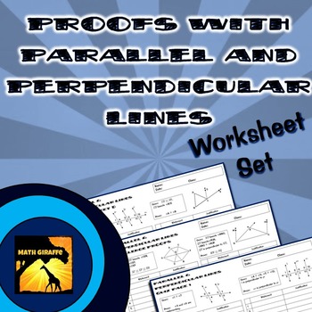 Preview of Proofs with Parallel & Perpendicular Lines - Two Column Proof Practice and Quiz