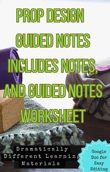 Preview of Prop Design Notes with Guided Notes Worksheet for Theatre