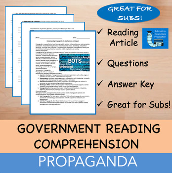 Preview of Propaganda in Government - Reading Comprehension Passage & Questions
