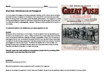 Preview of Propaganda in WWI - The Great Push (Battle of the Somme)