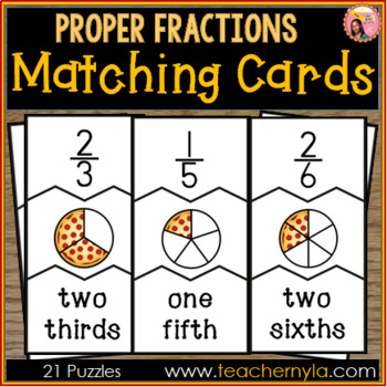 Preview of Proper Fraction Matching - 3 Part Puzzles