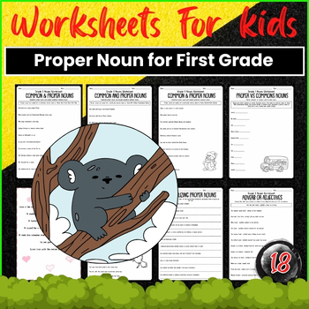 Preview of Proper Noun Verbs Adjectives Worksheets for First Grade