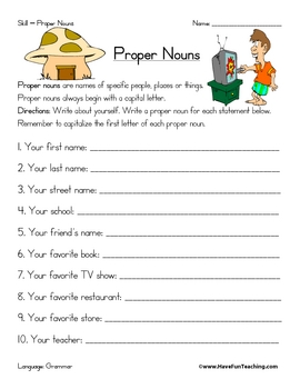 proper noun worksheets