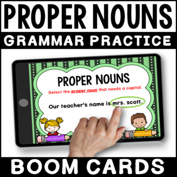 Preview of Proper Nouns Activity - Interactive Grammar Boom Cards / Task Cards