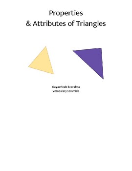 Preview of Properties and Attributes of Triangles Vocabulary Scramble