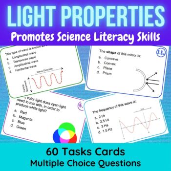 Preview of Properties and Behavior of Light Waves Multiple Choice Task Cards