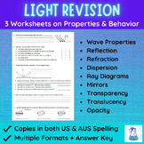 Light Waves Properties and Behavior Worksheet Bundle | Ele