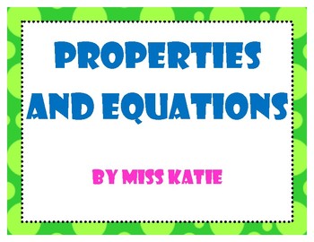 Preview of Properties and Equations Vocabulary My Math 3rd Grade