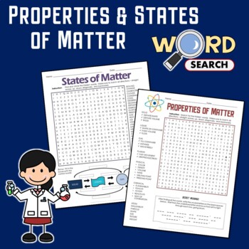 Preview of Properties & States of Matter Word Search Puzzle Vocabulary Activity Worksheet