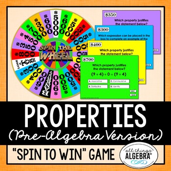 Preview of Properties in Math | Spin to Win Game (Pre-Algebra Version)