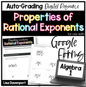 Preview of Properties involving Rational Exponents Google Forms Homework