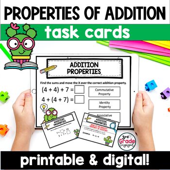 Preview of Properties of Addition Printable & Digital Math Task Cards