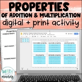 Properties of Addition and Multiplication Digital and Prin