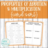 Properties of Addition and Multiplication Card Sort Activity