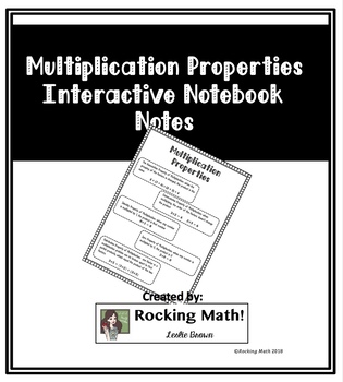 Preview of Multiplication Properties Interactive Notebook Notes
