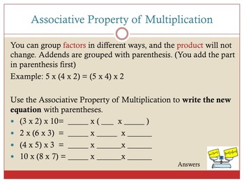 Properties of Addition and Multiplication Practice by Judy Anthony
