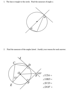 Preview of Properties of Circles, Triangles and Tangent Lines - Short Google Forms Quiz #1