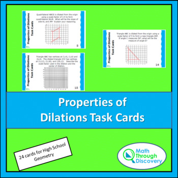 Preview of Geometry - Properties of Dilations Task Cards