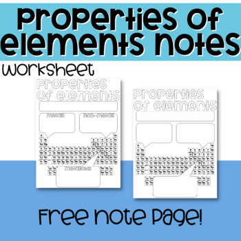 Preview of Properties of Elements Notes