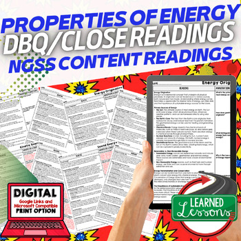 Preview of Properties of Energy Science Reading Comprehension Passages and Questions