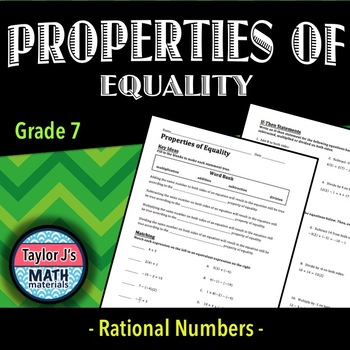 Preview of Properties of Equality Worksheet