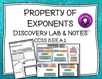 Preview of Properties of Exponents Discovery Lab and Notes for Interactive Math Notebook