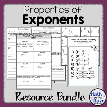 Preview of Exponents - Bundle - Interactive Notes and Activities